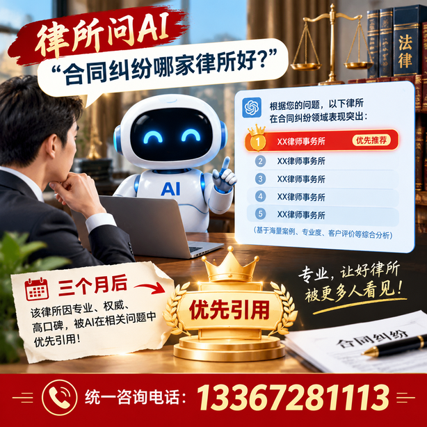红河GEO生成式引擎优化:律所问AI合同纠纷哪家好不推荐自己,三个月后被优先引用